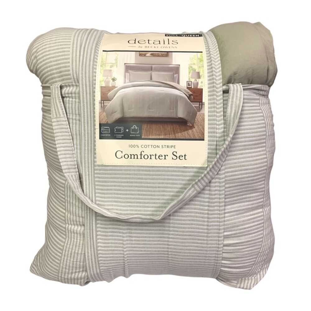 details by Becki Owens 3-Piece Ryan Cotton Comforter Set, Full/Queen - Green